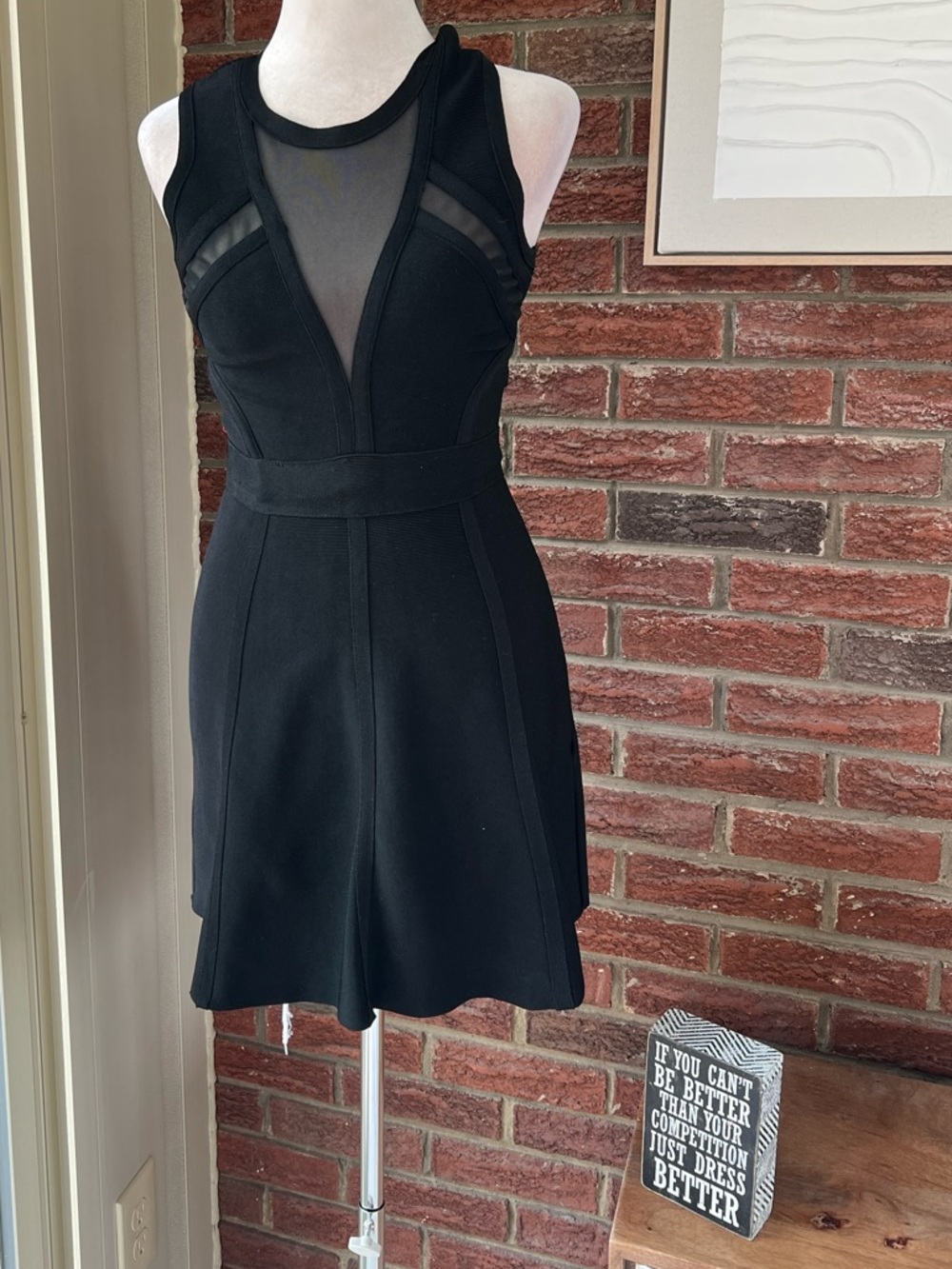 bebe Bandage Illusion Fit & Flare Mini Dress NWT Size XS